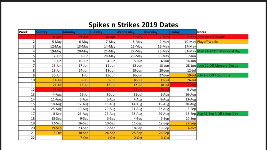 League Information - Spikes N Strikes Metro